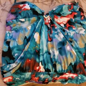 Blue floral tube top